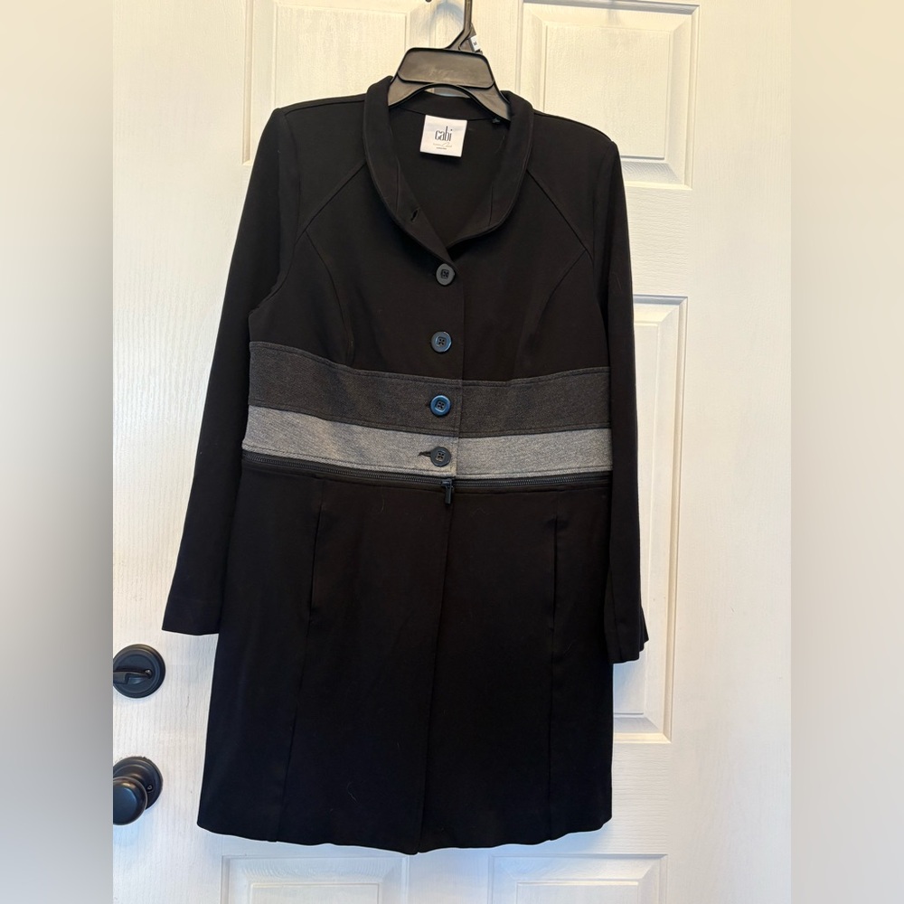 CAbi Black and Gray Covertible Jacket Style #3176, Size Large